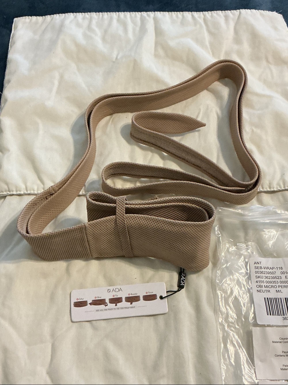 Ada Beige Stretch Wrap Belt for Women